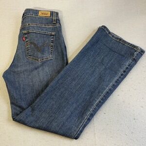 Levis 512 Perfectly Slimming Boot Cut Jeans Womens 4 Short Blue Good Stretch